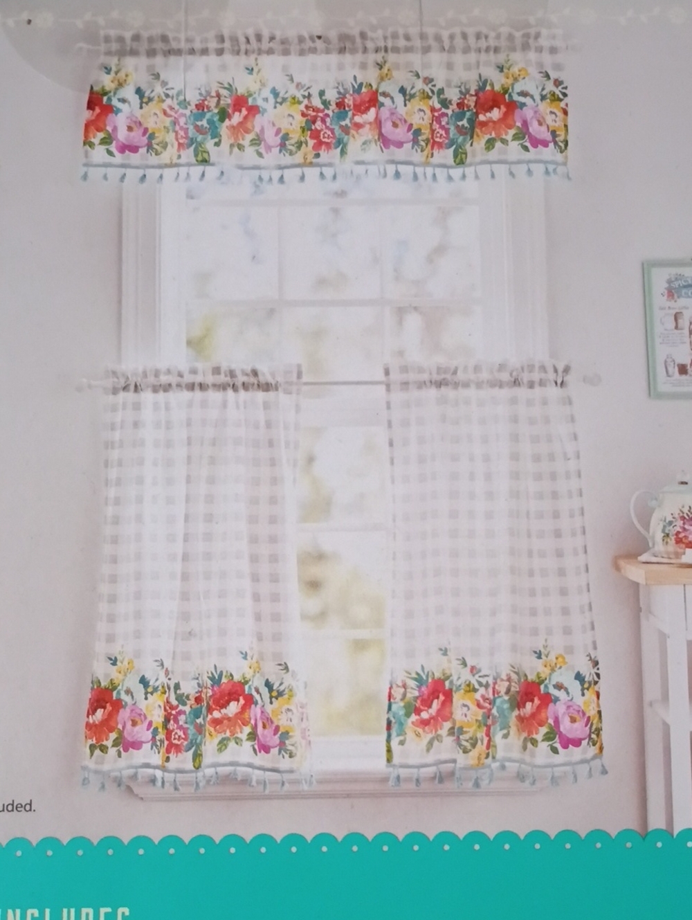 Pioneer woman sweet romance blossoms curtains small window kitchen set